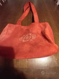 borsa arancione scamosciata