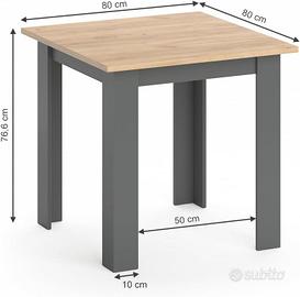 Tavolo fisso da soggiorno/pranzo 80x80 cm 4 Posti