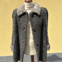 Rara pelliccia vintage Astrakan e Visone grigio