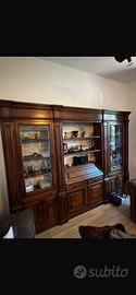 Libreria classica in legno massello noce