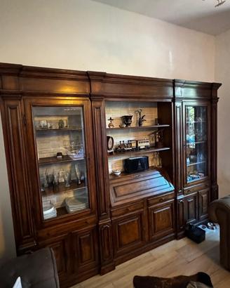 Libreria classica in legno massello noce