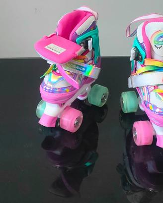 Pattini a Rotelle Bambina Unicorno con 4 LED Ruote