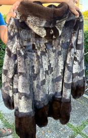 Visone pelli intere Grigio Zaffiro cappuccio