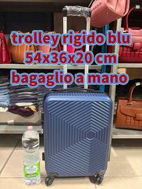 Trolley rigido blu 54x36x20cm bagaglio a mano
