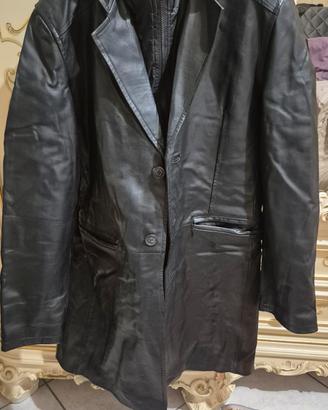 giacca lunga da uomo in vera pelle