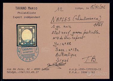 PROVINCE NAPOLETANE 1 GRANA NERO NUOVO GOMMA MH* S