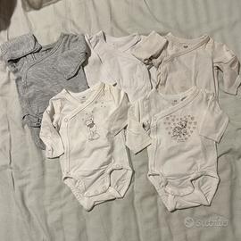 Lotto 5 body bimbo 0-3 mesi 50cm H&M manica lunga