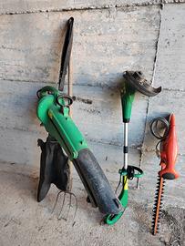 soffiatore, tagliaerba e taglia siepe