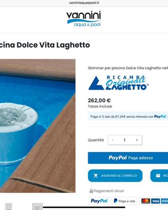 Skimmer Laghetto piscina fuori terra