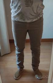 Pantaloni Uomo Slim Beige Tg 46 made in Italy