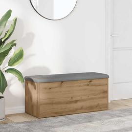 Panca contenitore con cuscino 102 cm rovere artigi