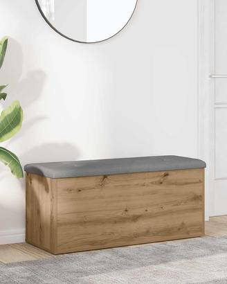 Panca contenitore con cuscino 102 cm rovere artigi