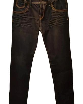 jeans donna blu notte  dritti a vita bassa 