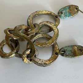 Collana Raku con anelli e ovali