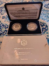 DITTICO MONETE ARGENTO SAN MARINO ANNO 2002