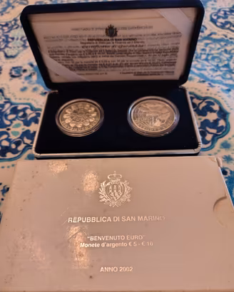 DITTICO MONETE ARGENTO SAN MARINO ANNO 2002