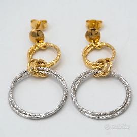 Orecchini oro giallo e bianco 18 kt E.1150