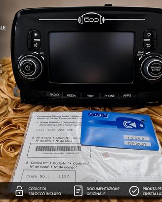 Autoradio originale Fiat 500 Uconnect 5" e codice