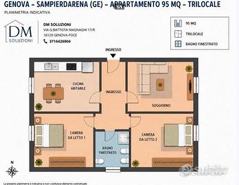 Sampierdarena trilocale arredato e ristrutturato