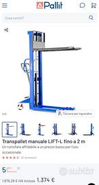 Traspallet manuale LIFT-L fini a 2 mt marca Pallit