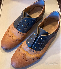 Scarpe Letizia Ferrari pelle bicolore borchie 41