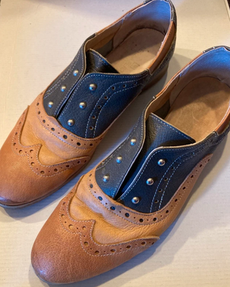 Scarpe Letizia Ferrari pelle bicolore borchie 41
