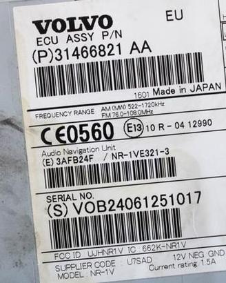 31466821 AUTORADIO CON SISTEMA DI NAVIGAZIONE SATE