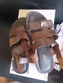 sandali in cuoio intrecciato Pollini