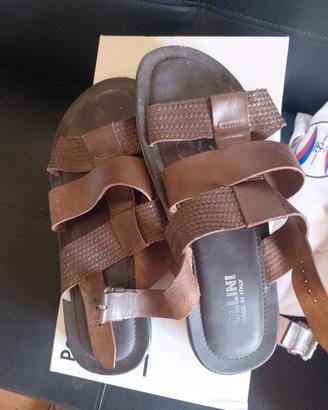 sandali in cuoio intrecciato Pollini
