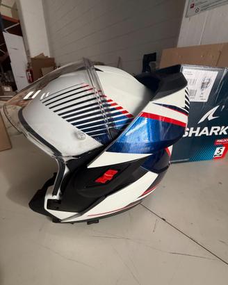 Casco Modulare Shark Oxo Sikter Bianco Chrome Blu