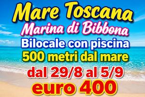 Marina di Bibbona Bilocale con piscina 29/8--5/9