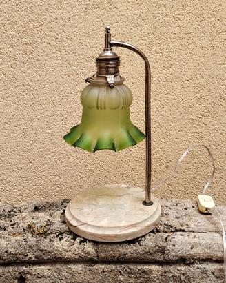 Lampada struttura in metallo, boccia in vetro