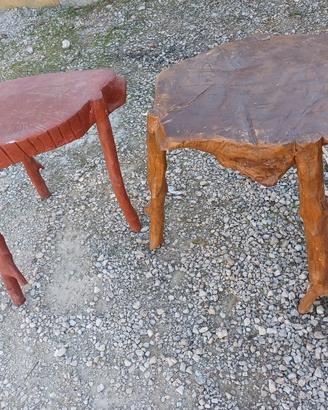 tavolino artigianale legno naturale tronco e radic