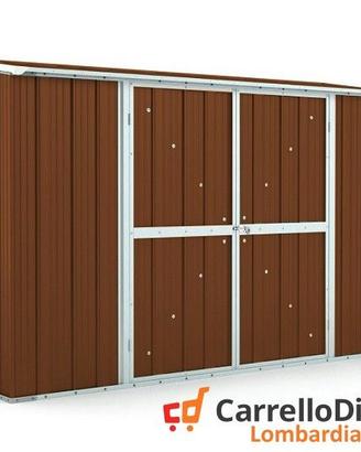 Casetta in lamiera esterno 307x100cm legno scuro