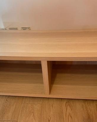 Mobile porta TV in legno con rotelle - rovere