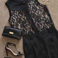 Top nero in pizzo macramè•TG.XL•Lizalù