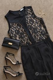 Top nero in pizzo macramè•TG.XL•Lizalù