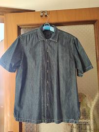 camicia denim con maniche corte 