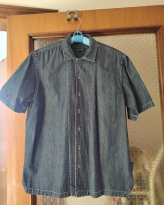 camicia denim con maniche corte 