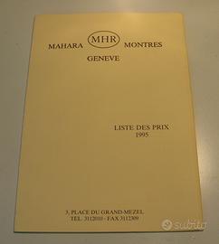 Listino Prezzi MHR Mahara Montres 1995