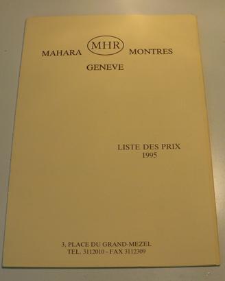 Listino Prezzi MHR Mahara Montres 1995