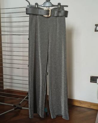 Pantaloni lunghi grigi con glitter