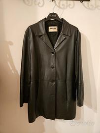 Giacca donna  lunga in pelle nera Tg  48 Vintage