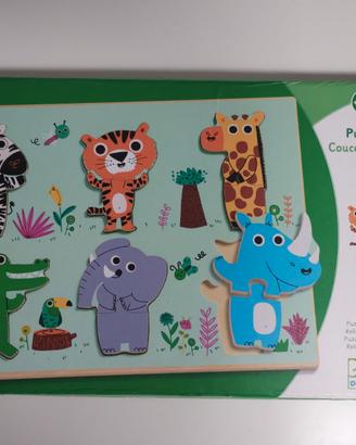 Gioco incastri in legno - Puzzle Coucou Croco DJEC