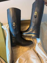 Stivali in pelle nera Gucci cavallerizza