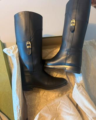 Stivali in pelle nera Gucci cavallerizza