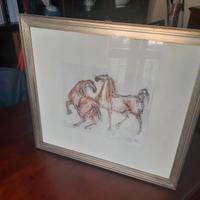 Quadro con cavalli Cleto Tomba Bologna.