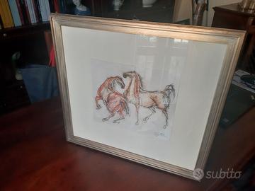 Quadro con cavalli Cleto Tomba Bologna.