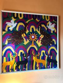 Quadro messicano lana su cera 80 x 80