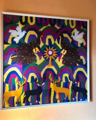 Quadro messicano lana su cera 80 x 80